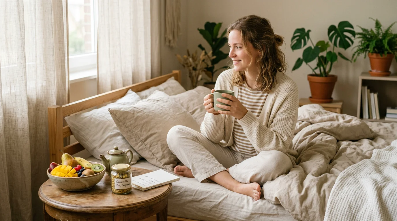 Stop au sucre : le guide 2026 pour réduire en douceur 2 Une personne savourant une tisane et des fruits frais en remplacement du sucré