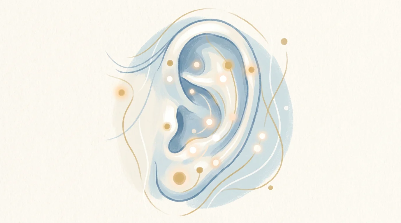 Illustration des points de stimulation sur l'oreille en auriculothérapie laser