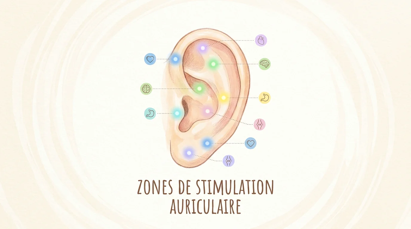 Schéma des points auriculaires stimulés par le laser pour la perte de poids