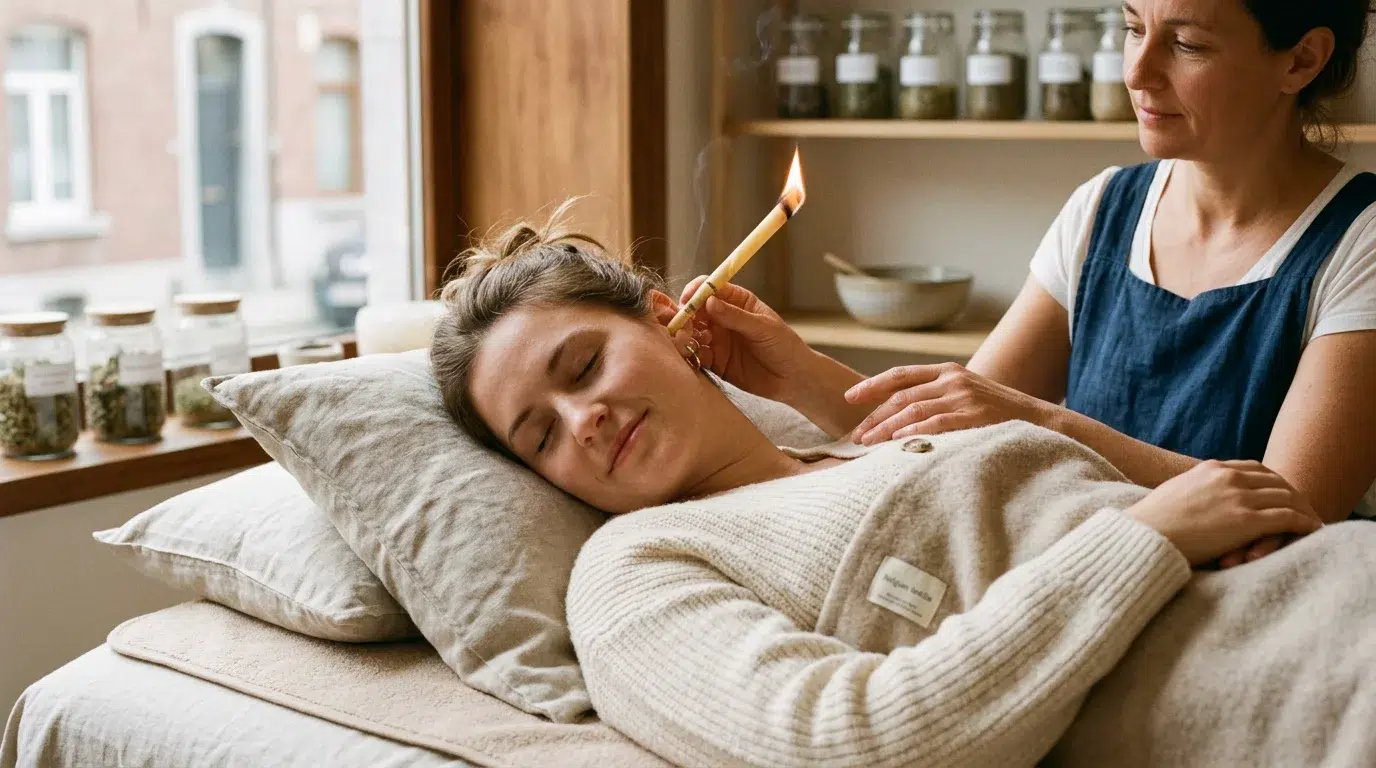 Séance d'auriculothérapie laser douce pour accompagner l'arrêt du tabac