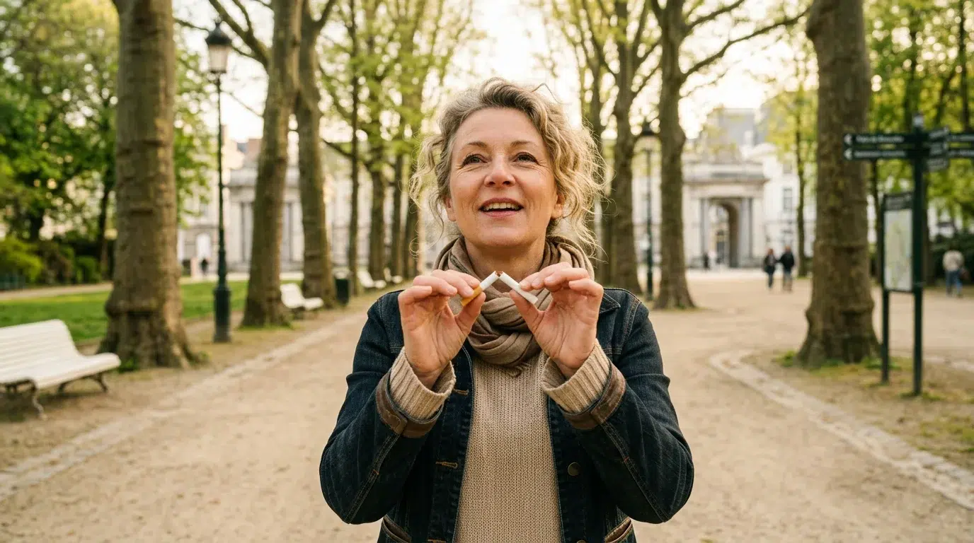 Personne heureuse cassant une cigarette après avoir arrêté de fumer