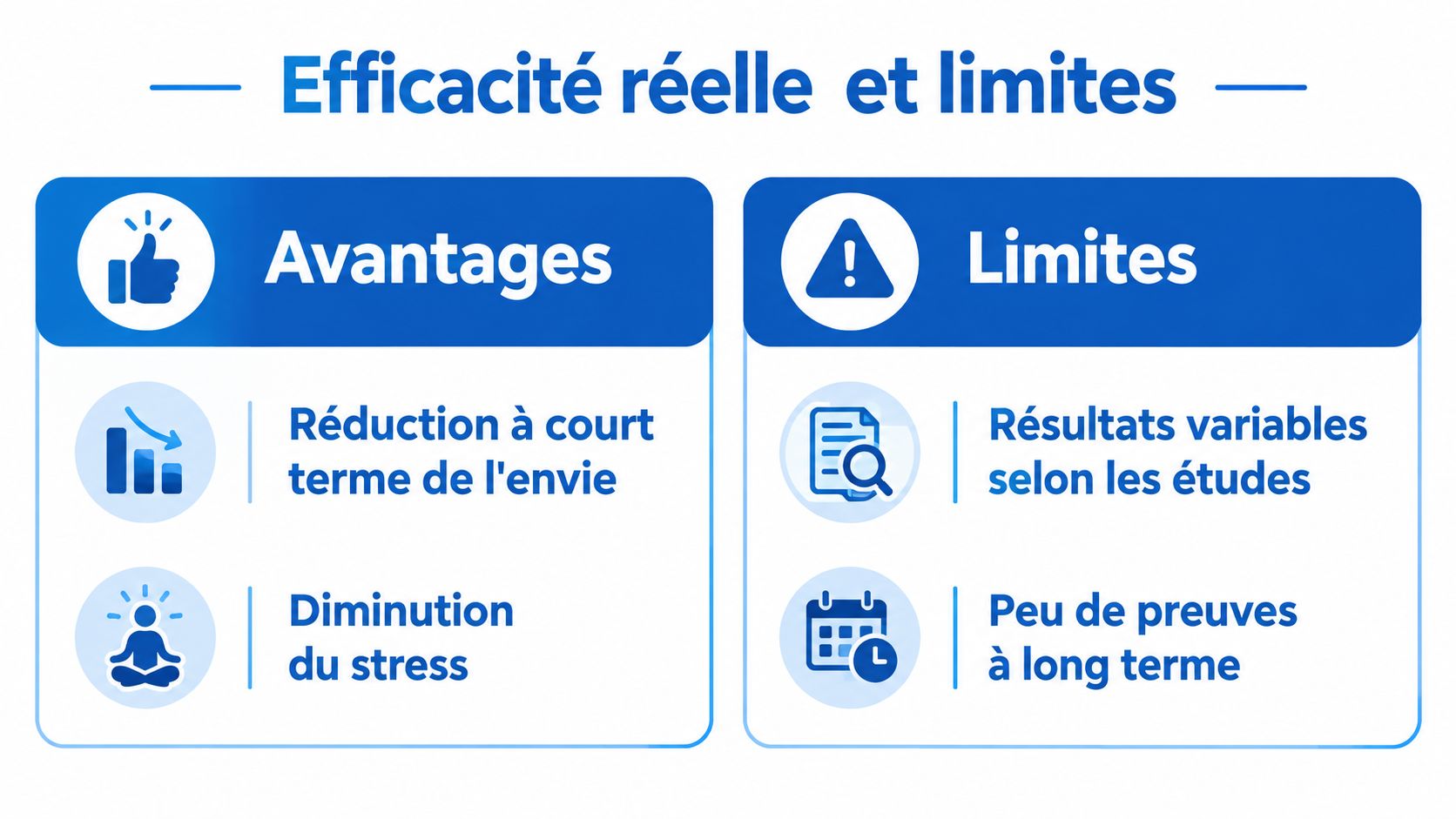 Laser anti-tabac à Liège prix séance et avis 2 Tableau comparatif illustrant les avantages et les limites de la méthode laser anti-tabac sur la santé.