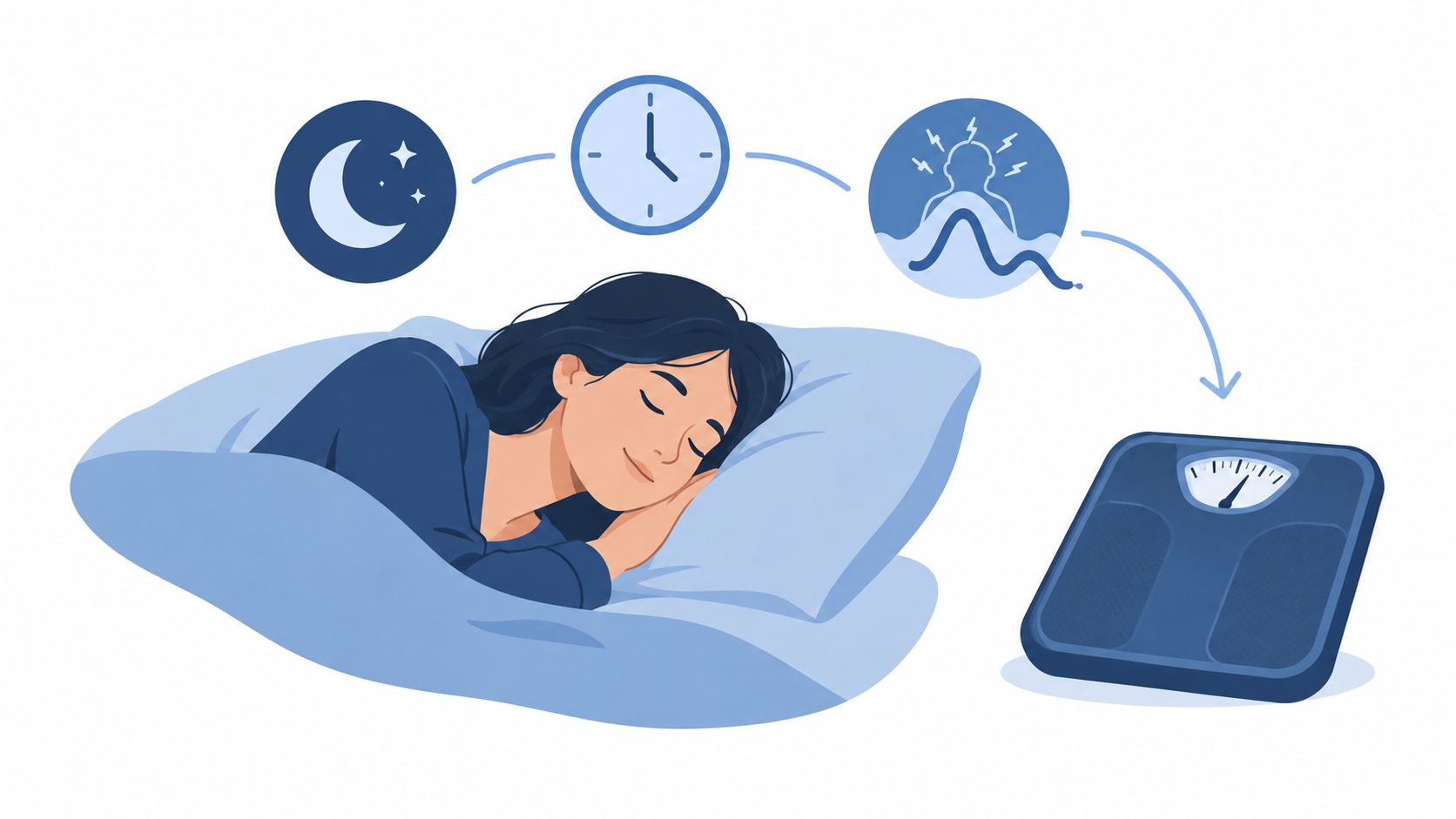 Une femme dormant paisiblement, illustrant le lien entre un sommeil de qualité et la gestion du poids.