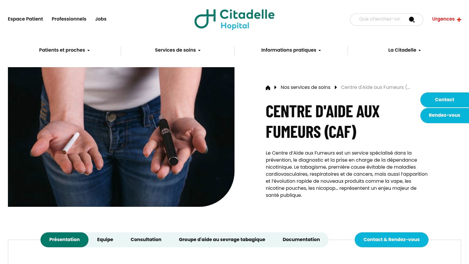 Hôpital de la Citadelle, Centre d'Aide aux Fumeurs